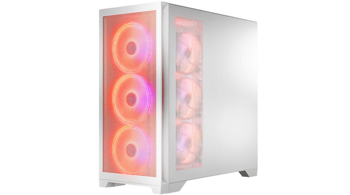 Obudowa MODECOM Volcano Expanse S Apex ARGB Midi Biały cztery wentylatory 140mm ARGB kontrola wentylatorów kontroler 120mm chłodzenie wodne