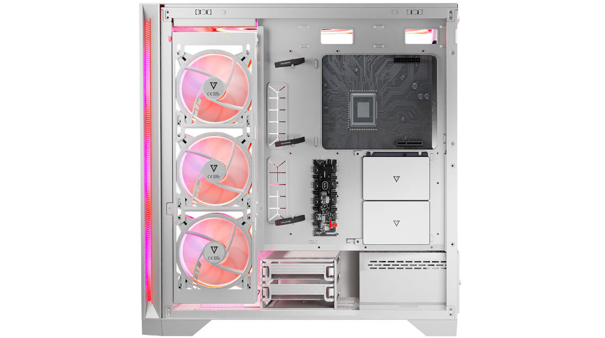 Obudowa MODECOM Volcano Expanse S Apex ARGB Midi Biały dyski twarde 2.5” SSD 3.5” HDD miejsce wysokie chłodzenie procesora 180mm długie karty graficzne 430mm