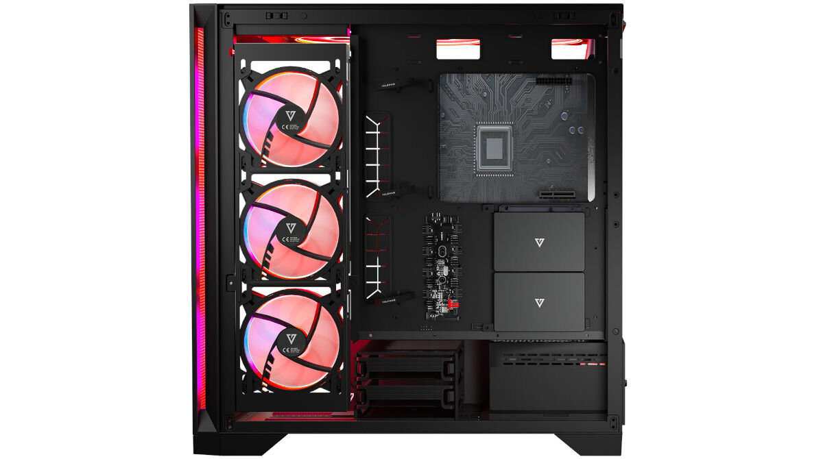 Obudowa MODECOM Volcano Expanse S Apex ARGB Midi Czarny dyski twarde 2.5” SSD 3.5” HDD miejsce wysokie chłodzenie procesora 180mm długie karty graficzne 430mm