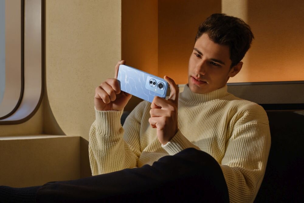 Smartfon OPPO Reno 11 F ekran bateria aparat procesor ram pamięć pojemność rozdzielczość zdjęcia filmy opis dane cechy blokady system łączność wifi bluetooth obudowa szkło odporność porty muzyka transfer sieć przekątna matryca waga czujniki oled amoled ips