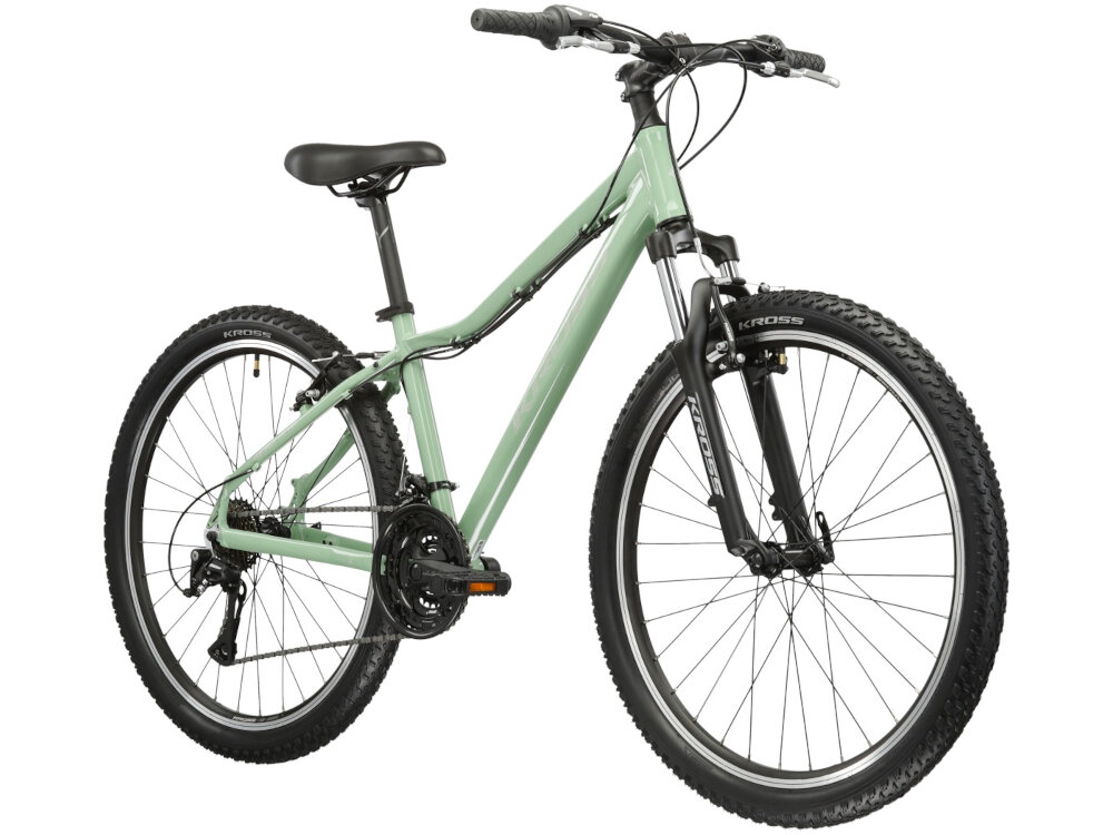 Rower górski MTB KROSS Berg 1.0 D15 26 cali damski Zielony rama 15-calowa z wysokiej jakosci stopu aluminium 6061 wysoka sztywnosc odpornosc na zlamania i przeciazenia pomalowana metoda proszkowa lakier bardzo wytrzymaly odporny na uszkodzenia mechaniczne rama odporna na korozje wybor rozmiaru ramy Twoj wzrost mierzony w zrelaksowanej pozycji typ roweru dla osob o wzroscie od 154 do 165 cm