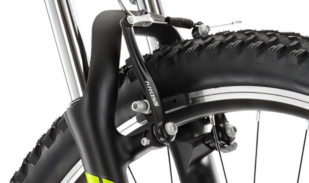 Rower górski MTB KROSS Hexagon 2.0 M17 27,5 cali męski Grafitowo-żółty hamulce typu V-Brake marki SHIMANO lekkie duza sila hamowania z przodu i z tylu