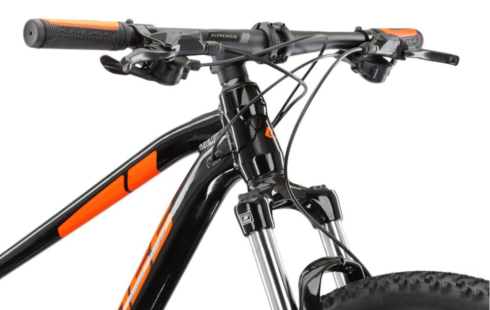 Rower górski MTB KROSS Level 1.0 M19 29 cali męski Czarny aluminiowa kierownica uchwyty pokryte specjalnym antyposlizgowym materialem wieksze bepieczenstwo