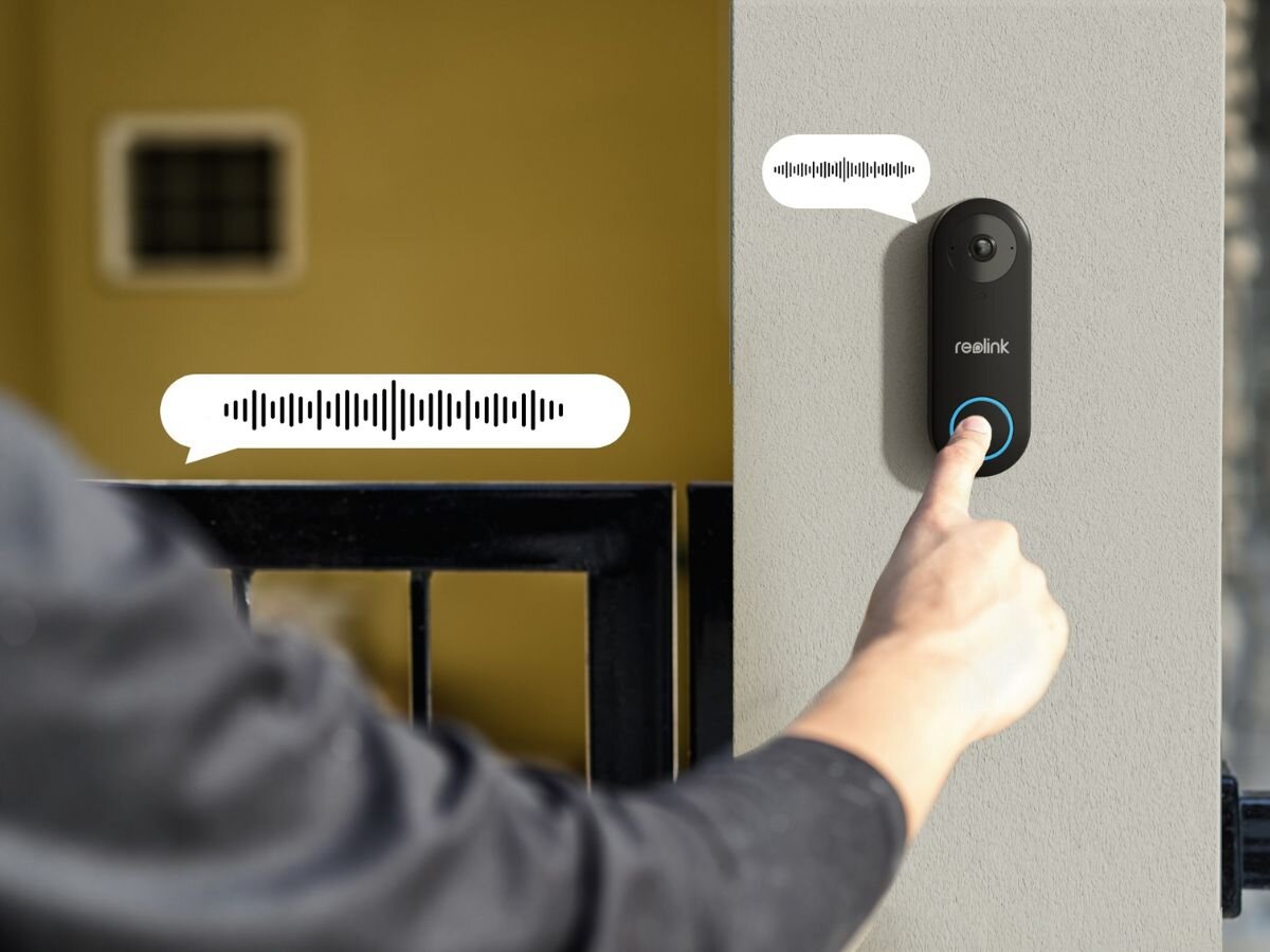 Dzwonek REOLINK D340W, czas, rzeczywisty, niezależnie, Dwukierunkowa, wizualiuzacja rozmowy Dwukierunkowej między osobą a dzwonkiem na ścianie