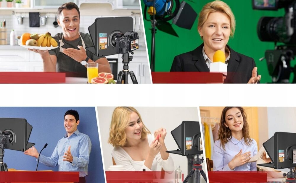 LENSGO TC7 teleprompter płynne nagrania wideo kontakt wzrokowy naturalna prezentacja szkło weneckie