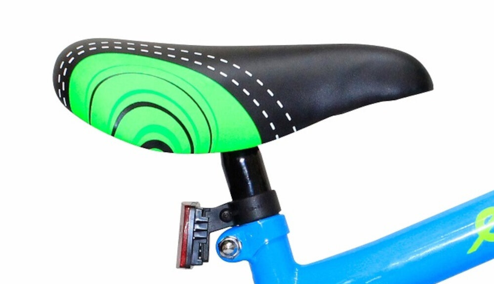 Rower dziecięcy ENERO Tornado 12 cali dla chłopca Zielono-niebieski bezpiecza satysfakcjonujaca aktywnosc siodelko wygodne regulowane w zakresie od 48 do 52 cm idealne dopasowanie