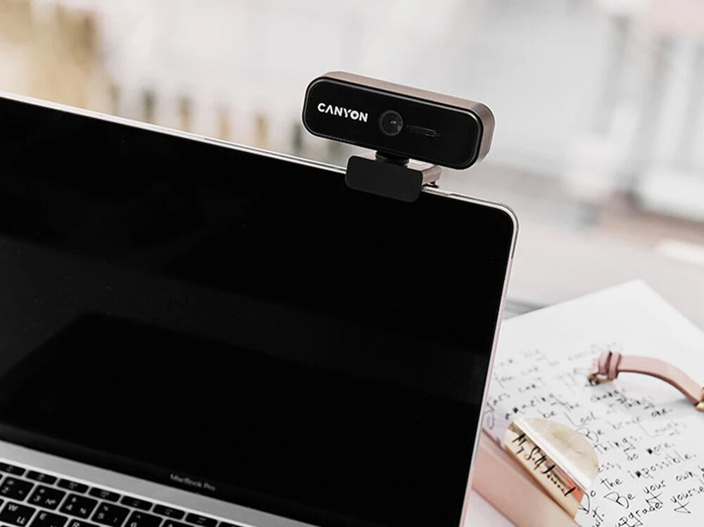 Kamera CANYON C2N USB-A - 1080p, kamera internetowa, wideorozmowy, dom, obraz, Kamera zamontowana na górnej krawędzi laptopa.