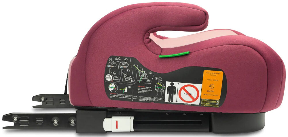 Podstawka samochodowa CARETERO Puma I-Size Różowy podstawka na białym tle widoczna z boku waga 2,95 kg wymiary zewnętrzne 43 x 40 x 23 cm szybkie przekładanie między samochodami stabilna konstrukcja duża elastyczność