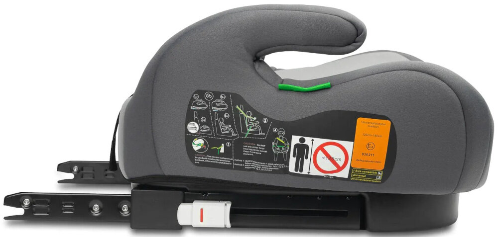 Podstawka samochodowa CARETERO Puma I-Size Szary podstawka na białym tle widoczna z boku waga 2,95 kg wymiary zewnętrzne 43 x 40 x 23 cm szybkie przekładanie między samochodami stabilna konstrukcja duża elastyczność