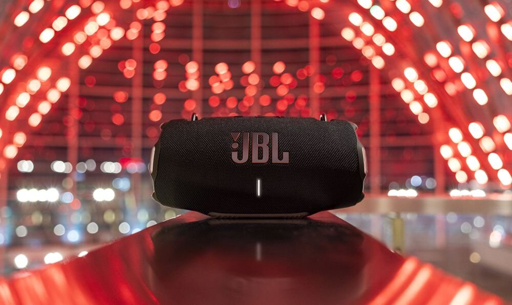 Głośnik mobilny JBL Xtreme 4 dźwięk zasilanie muzyka pasek BT łączność aplikacja na wycieczkę głośność ładowanie