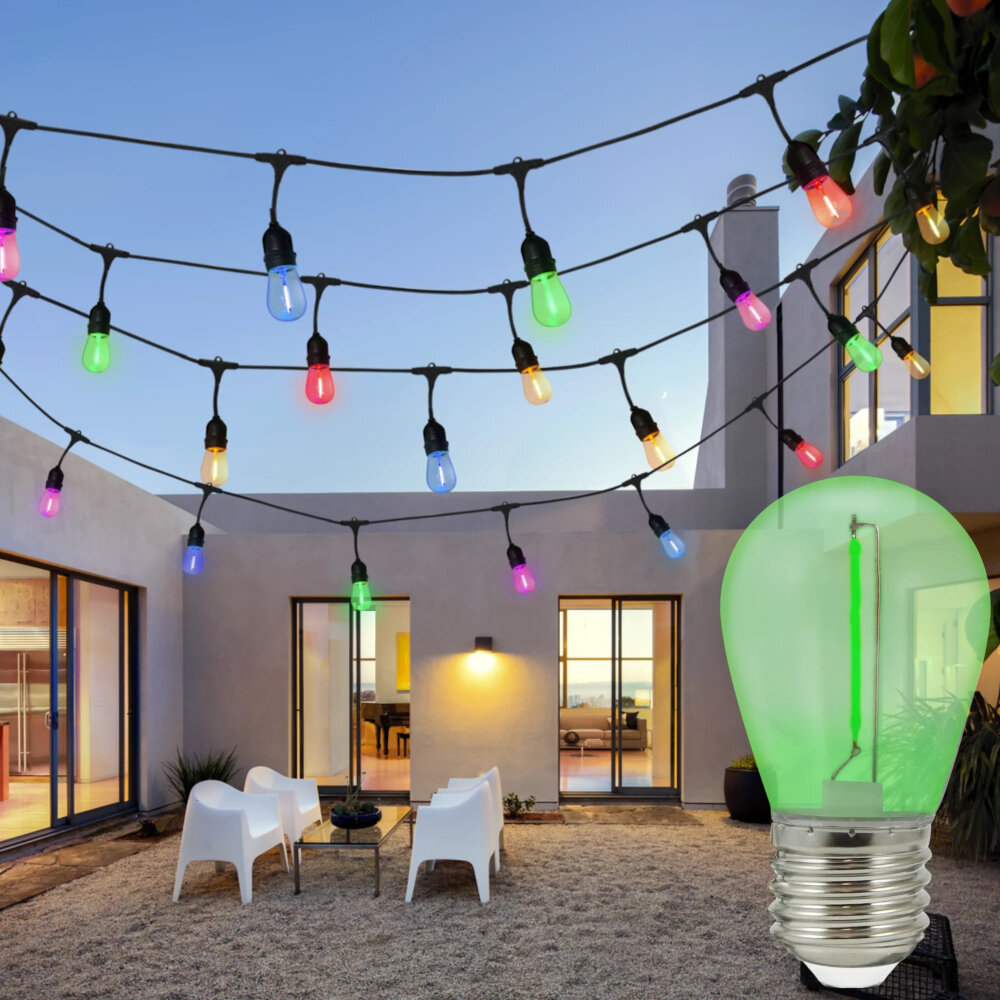 Żarówki LED GOLDLUX 36V S14 E27 2 sztuki Zielony oswietlenie zewnetrzne swiatlo na impreze energooszczedne technologia LED