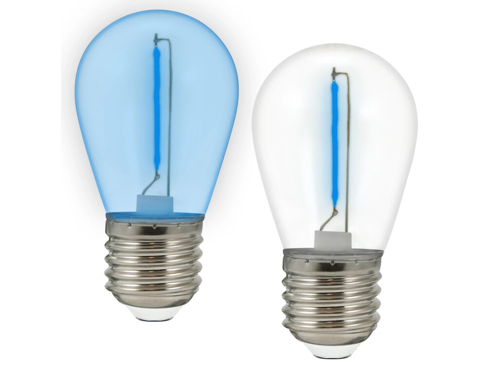 Żarówki LED GOLDLUX 36V S14 E27 2 sztuki Niebieski wyjatkowa atmosfera niebieskie swiatlo energooszczedne parametry trwalosc oszczednosc magiczny blask minimalne zuzycie energii
