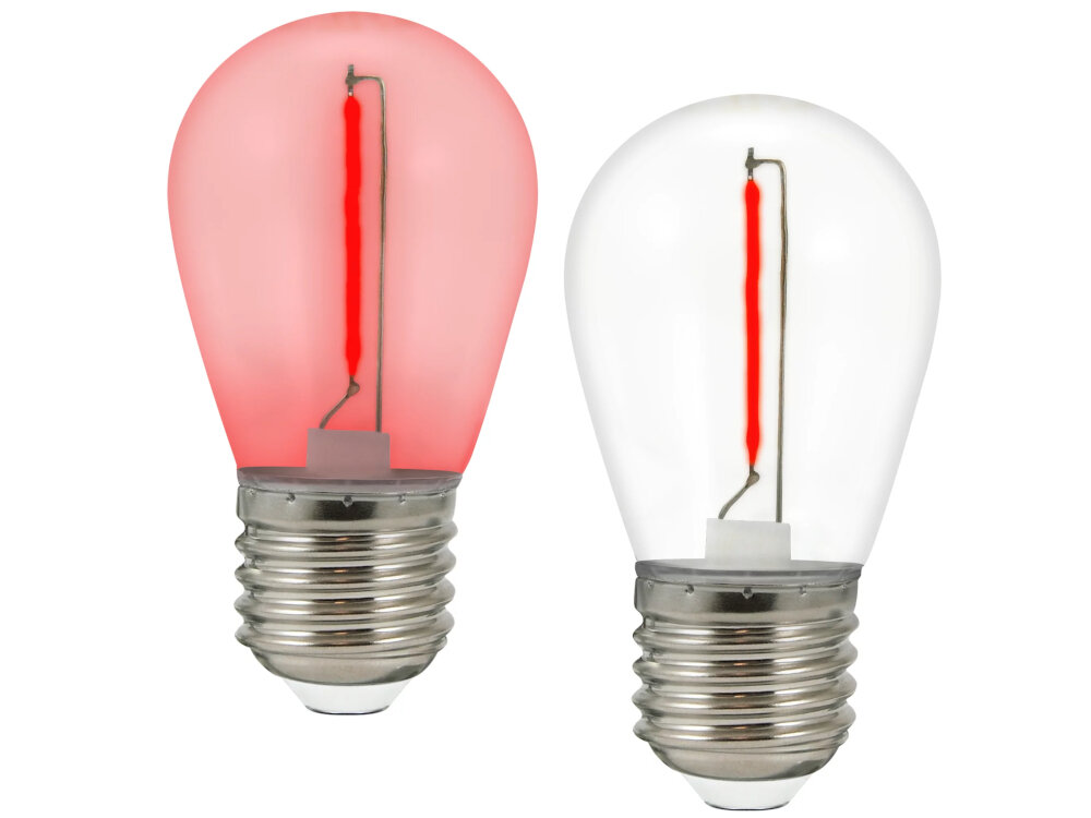 Żarówki LED GOLDLUX 36V S14 E27 2 sztuki Czerwony wyjatkowa atmosfera czerwone swiatlo energooszczedne parametry trwalosc oszczednosc magiczny blask minimalne zuzycie energii