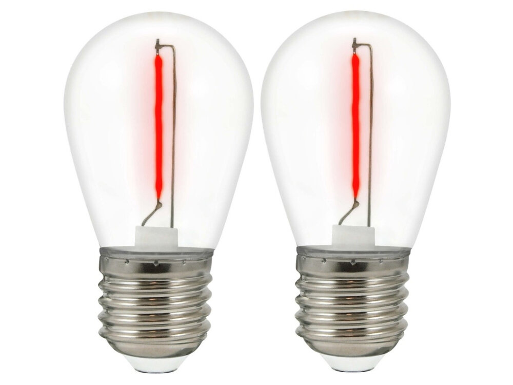 Żarówki LED GOLDLUX 36V S14 E27 2 sztuki Czerwony moc znamionowa 2 x 0,3 W zuzycie pradu 0,5 kWh na 1000 godzin energooszczedne czas rozswietlania ponizej 0,5 sekundy pelne oswietlenie