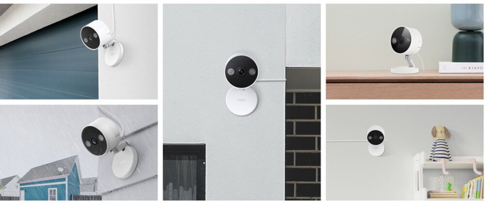 Kamera TP-LINK Tapo C120 - Montaż tam, gdzie chcesz, kamera zamocowana na elewacji budynku, różne warianty