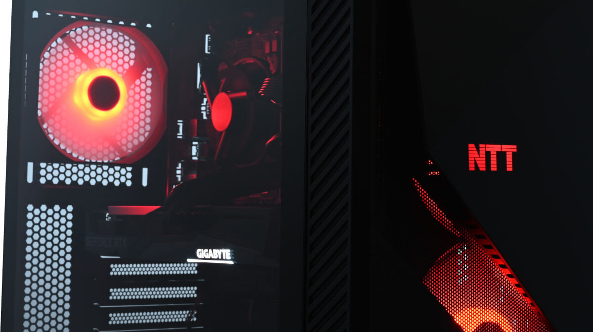 Komputer NTT Game Pro ZKG-I5RTX30506G-TE24 i5-12400F 16GB RAM 1TB SSD GeForce RTX3050 Windows 11 Home oświetlenie LED RGB wentylatorów przestronne wnętrze