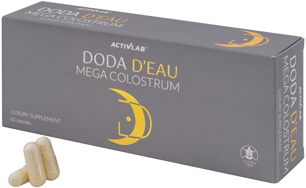 Colostrum ACTIVLAB Doda D-eau Mega Colostrum 60 kapsułek suplement diety na odpornosc zrodlo immunoglobuliny 120 mg lizozymu laktoferyny 12 mg witaminy mineraly uzupelnienie codziennej diety