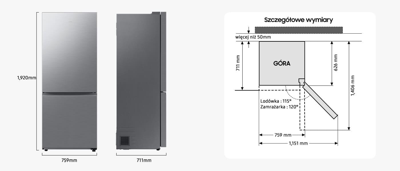 Lodówka Combi MAX - wymiary - Media Expert Lodówka Combi MAX RB50DG602ES9 - wymiary - Media Expert
