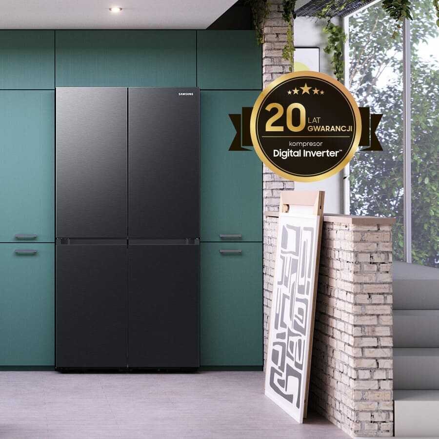 Media Expert - lodówka RF65DG960EB1 - zdjęcie - urządzenie w zielonej kuchni Media Expert - lodówka Samsung RF65DG960EB1 - zdjęcie - urządzenie w zielonej kuchni