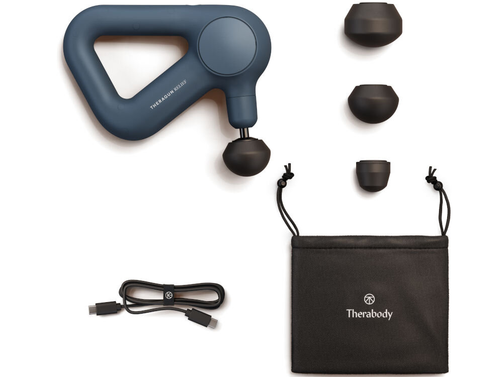 Masażer THERABODY Theragun Relief Beżowy 3 końcówki masujące przewód USB-C dokumentacja