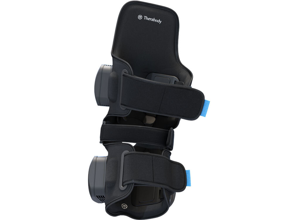 Masażer THERABODY Recoverytherm Hot & Cold Vibration Knee uniwersalny dopasowany do każdego kolana regulowane paski wygoda użytkowania wyjmowana bateria do 90 min pracy różnorodne programy tryby indywidualne dopasowanie terapii do potrzeb