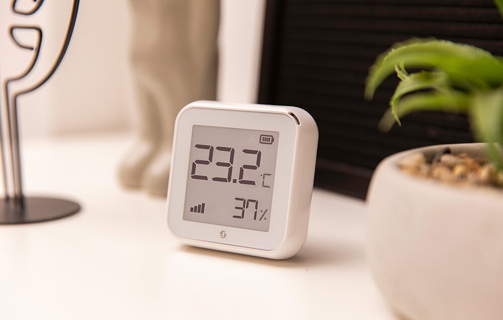 Czujnik temperatury i wilgotności SHELLY PLUS H&T Biały duży epapierowy ekran wilgotność temperatura monitorowanie bez aplikacji mobilnej 