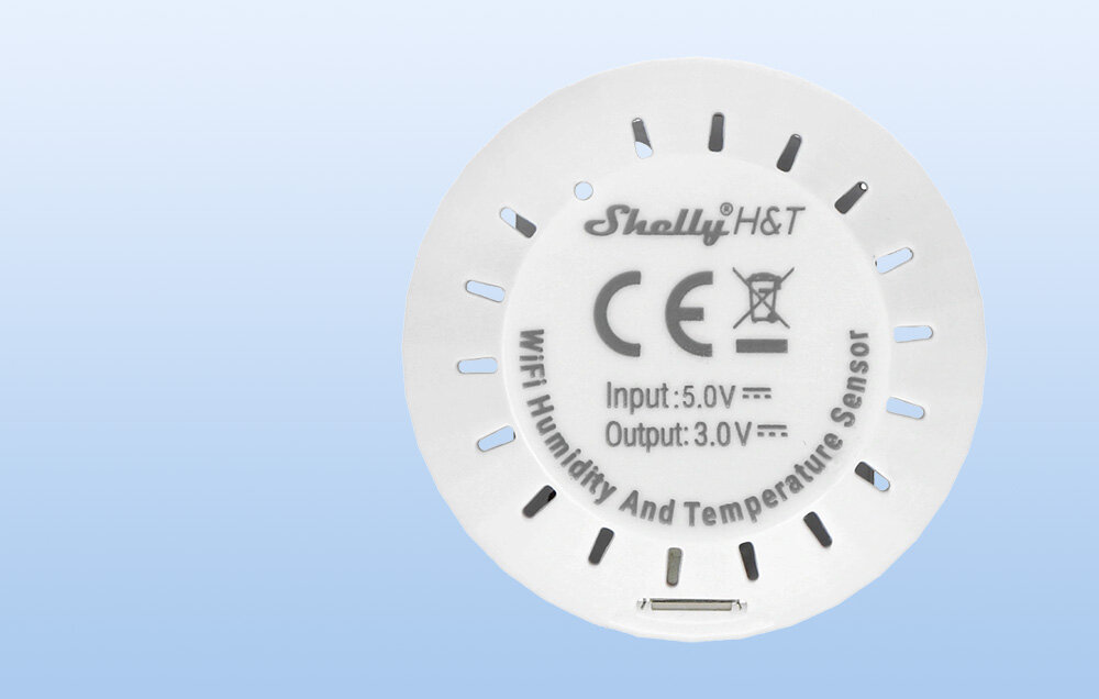 Adapter USB do SHELLY H&T częstotliwość dokonywanych pomiarów zasilaniu bateryjnym co kilka godzin wciśnięciu przycisku zasilanie przez USB co około 10 minut