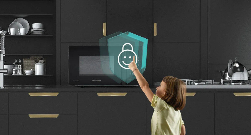 KUCHNIA MIKROFALOWA HISENSE H20MOBSD1H blokada dzieci zabezpieczenie ochrona zablokowanie przyciski panel