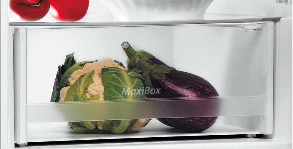CHŁODZIARKA INDESIT LI6 S2E S komora MaxiBox świeże owoce warzywa zapobieganie przenikaniu zapachów dłuższa świeżość zdrowe