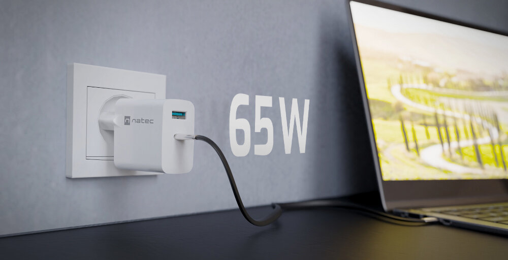 Ładowarka sieciowa NATEC Ribera GaN dwa porty USB