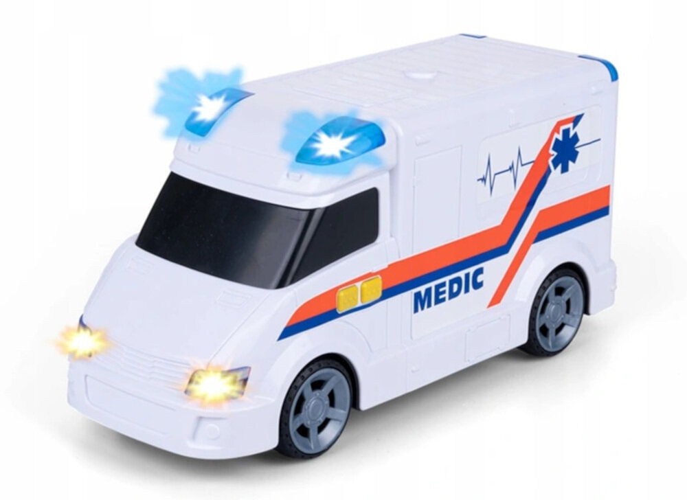 Samochód DUMEL Flota miejska Karetka HT66981 ratownik pomoc zabawa Realistyczne dźwięki syreny migające światła emocje misja ratunkowa