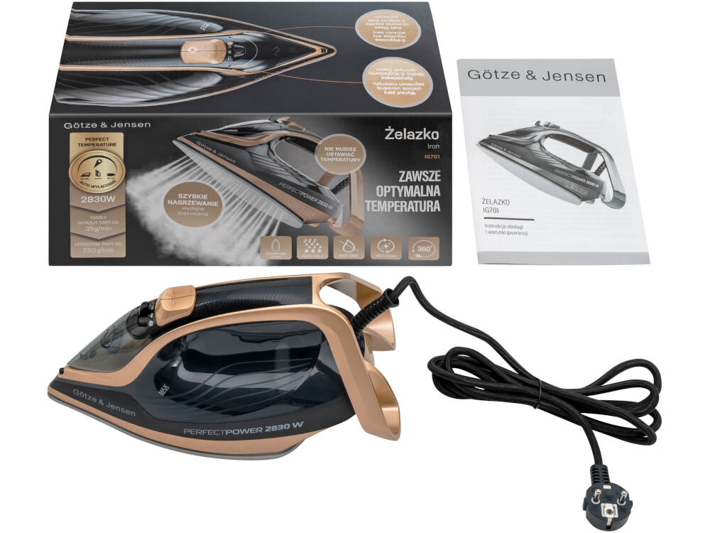 Żelazko GÖTZE & JENSEN IG701 PowerSteam ażęlazko opakowanie instrukcja
