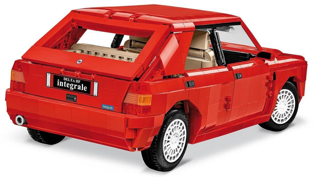 Klocki plastikowe COBI Cars 1991 Lancia Delta HF Integrale COBI-24357 w skali 1:12 2068 elementów intensywny czerwony sportowy kolor nadwozia 33cm długości okazale się prezentuje
