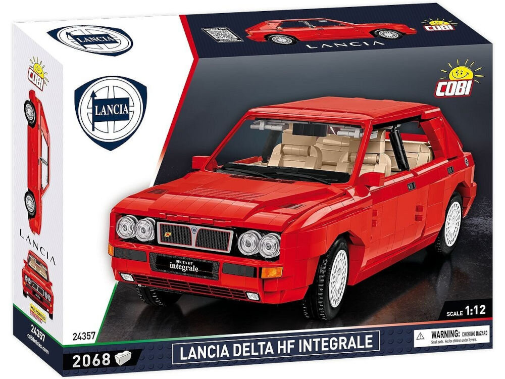 Klocki plastikowe COBI Cars 1991 Lancia Delta HF Integrale COBI-24357 znaczacy udział w sporcie motorowym zwycięstwa w wyscigach i rajdach Rajdowe Mistrzostwa Świata wiele ikonicznych modeli Lancia Delta Integrale Lancia Strator Lancia Fulvia cenione przez miłośników klasyków