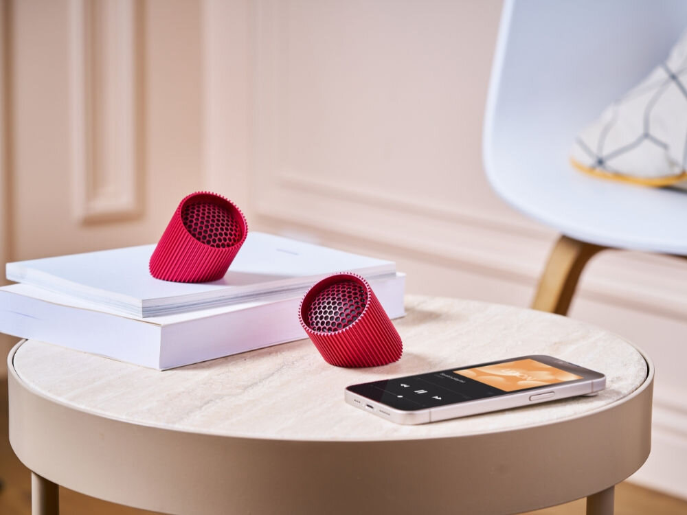 Magnetyczny głośnik mobilny LEXON Ray Speaker LA132SR3 Czerwony (2szt.)
            głośniki na biurku bluetooth stereo true wireless dźwięk magnetyczne podstawy