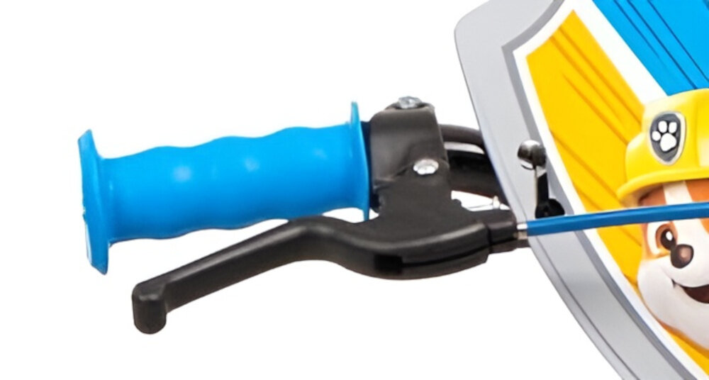 Rower dziecięcy TOIMSA Psi Patrol 12 cali dla chłopca Czerwony zbliżenie na uchwyt kierownicy zdjęcie na białym tle brak uczucia dyskomfortu odpowiednia pozycja ciała uchwyty z antypoślizgowego materiału