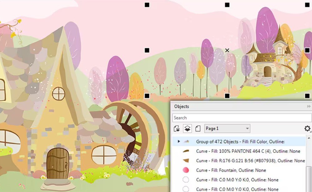 Program COREL CorelDRAW Essentials 2024 obiekty zarządzanie