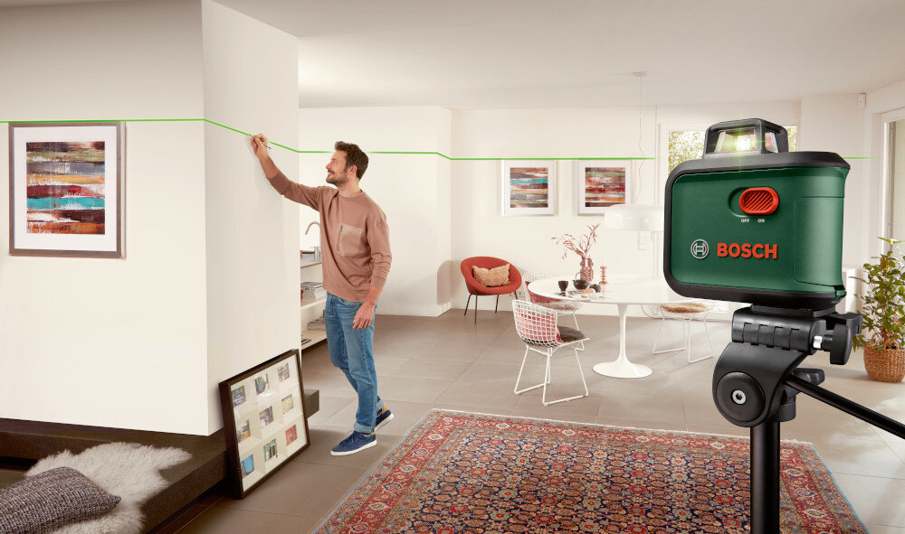 Laser krzyżowy BOSCH Advanced Level 360 0603663BZ1 Set zasieg roboczy do 24 metrow zielona wiazka dlugosc 500-540 nm