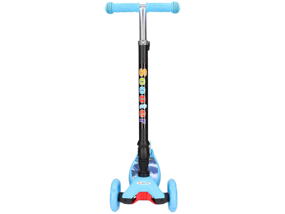 Hulajnoga dla dzieci EXTRALINK Tiger Turbo Niebiesko-czarny hulajnoga na białym tle widoczna od przodu system balansowy dziecko skręca poprzez przenoszenie ciężaru ciała wspiera rozwój koordynacji ruchowej uczy naturalnego utrzymywania równowagi forma zabawy i treningu