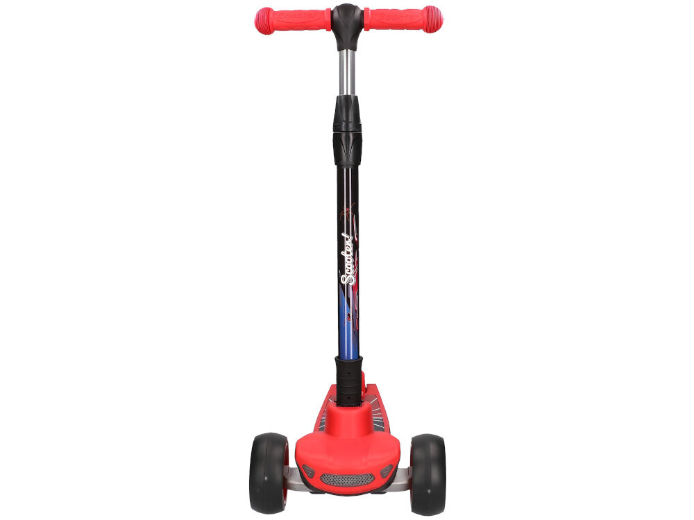 Hulajnoga dla dzieci EXTRALINK Dumbo Cruiser Czerwono-czarny hulajnoga na białym tle widoczna od przodu system balansowy dziecko skręca poprzez przenoszenie ciężaru ciała wspiera rozwój koordynacji ruchowej uczy naturalnego utrzymywania równowagi forma zabawy i treningu