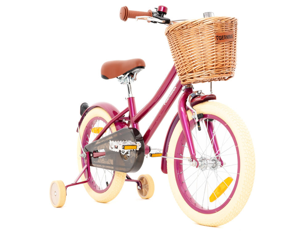 Rower dziecięcy GERMINA Vintage 16 cali dla dziewczynki Biały kolorystyka elegancki dla dzieci wiek przeznaczenie jazda na rowerze