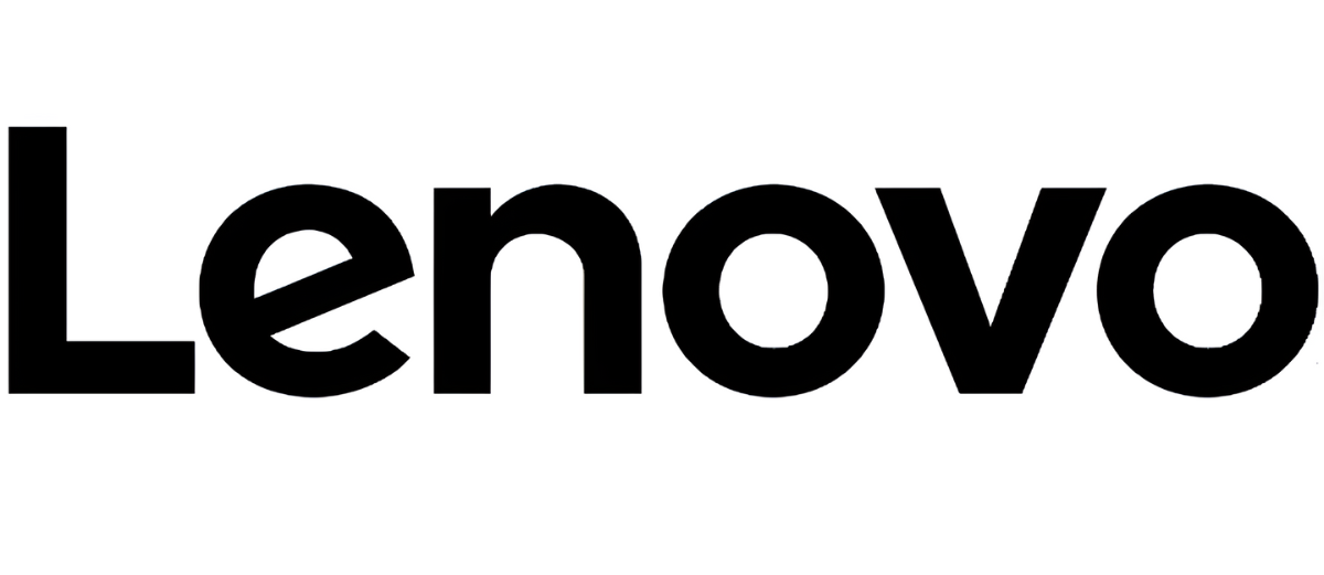 Logo z napisem \'Lenovo\' w czarnym kolorze na białym tle.