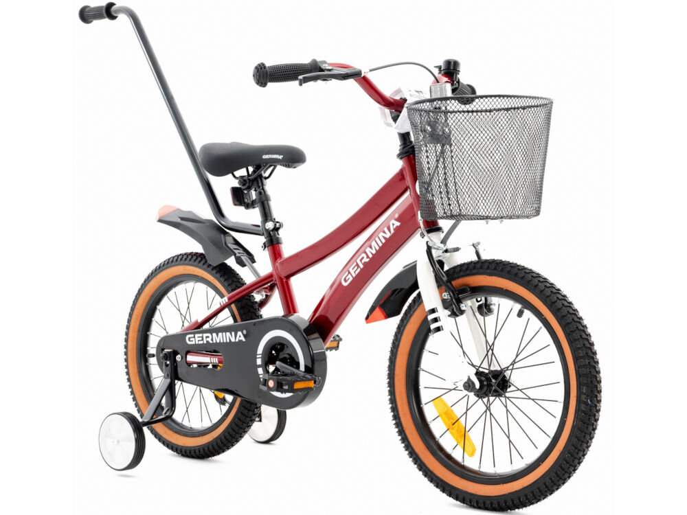 Rower dziecięcy GERMINA BMX 16 cali Czerwony czerwona kolorystyka elegancki dla dzieci wiek przeznaczenie jazda na rowerze