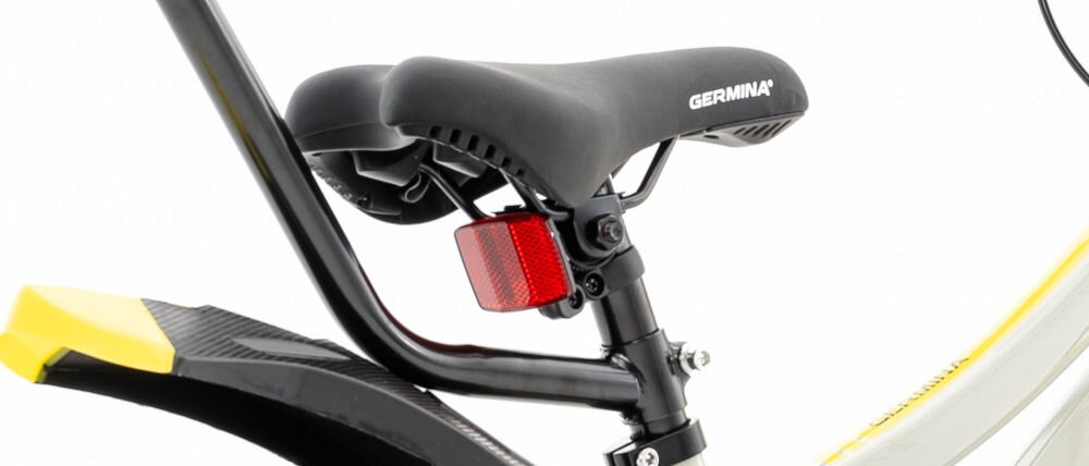 Rower dziecięcy GERMINA BMX 16 cali Szary wygodne siodełko piankowe pełen komfort podczas jazdy aktywność zachęta 