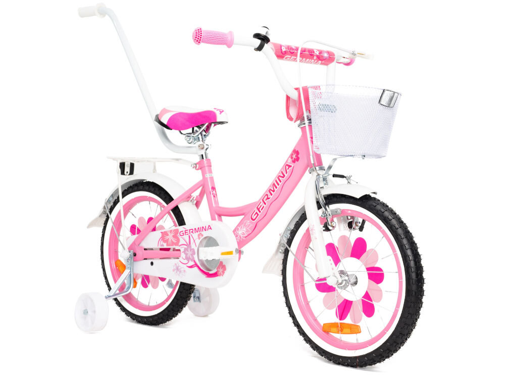 Rower dziecięcy GERMINA BMX 16 cali dla dziewczynki Różowy kolorystyka elegancki dla dzieci wiek przeznaczenie jazda na rowerze
