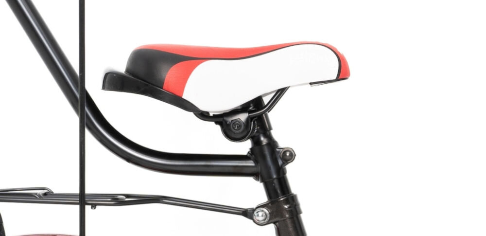 Rower dziecięcy GERMINA BMX 16 cali dla chłopca Czarno-czerwony wygodne siodełko piankowe pełen komfort podczas jazdy aktywność zachęta 