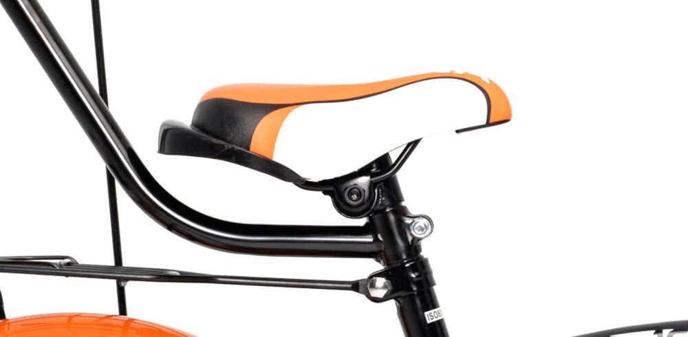 Rower dziecięcy GERMINA BMX 16 cali dla chłopca Czarno-pomarańczowy wygodne siodełko piankowe pełen komfort podczas jazdy aktywność zachęta 