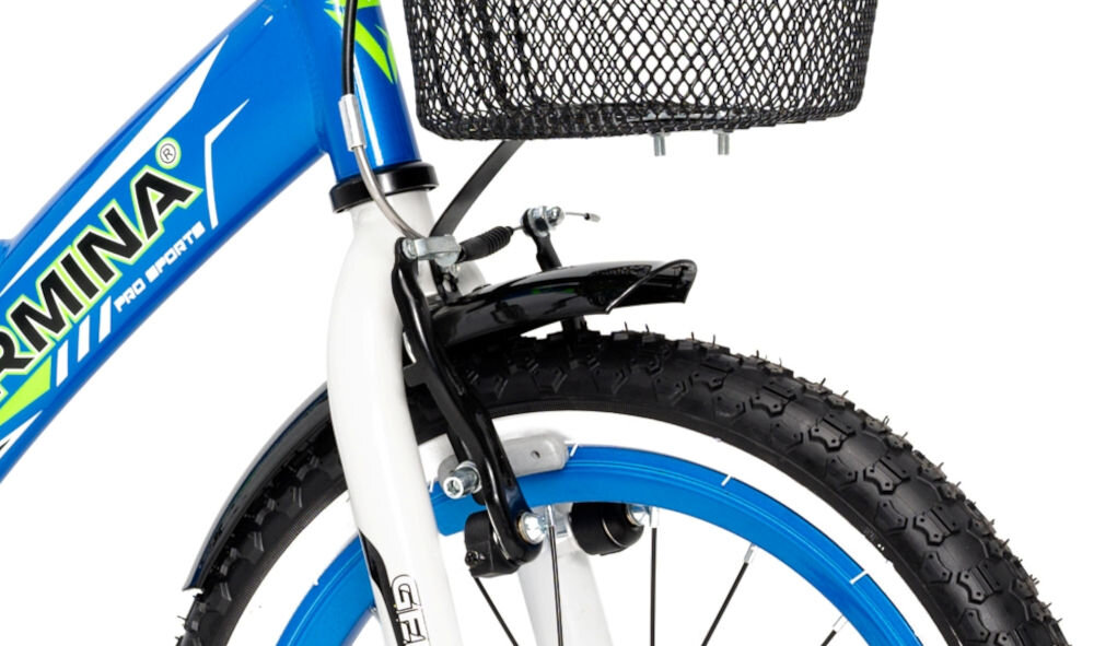 Rower dziecięcy GERMINA BMX 16 cali dla chłopca Niebieski sprawne hamulce przedni tylny hamulec niezawodne lekkie przeszkoda zatrzymanie