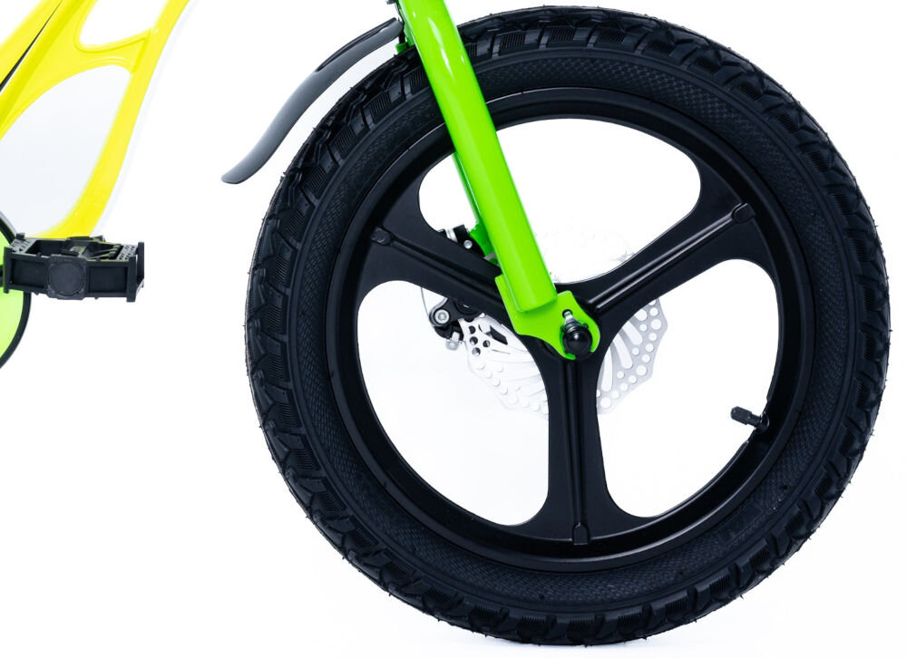 RRower dziecięcy GERMINA Magnesium 16 cali Żółty koła jednoślad przygoda boczne kółka faza nauki łańcuch osłona błotniki 
