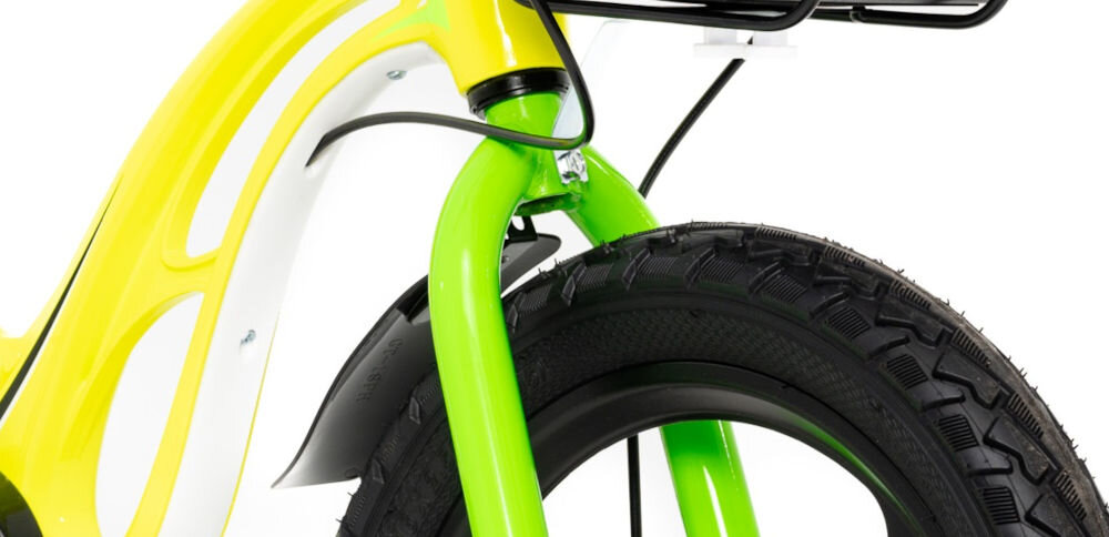 Rower dziecięcy GERMINA Magnesium 16 cali Żółty sprawne hamulce przedni tylny hamulec niezawodne lekkie przeszkoda zatrzymanie 